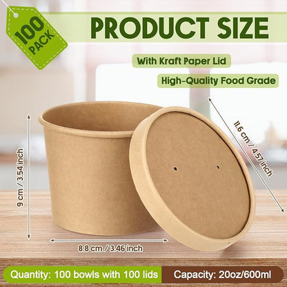 Fulmoon 100 Pack Paper Soup Containers - Image 2