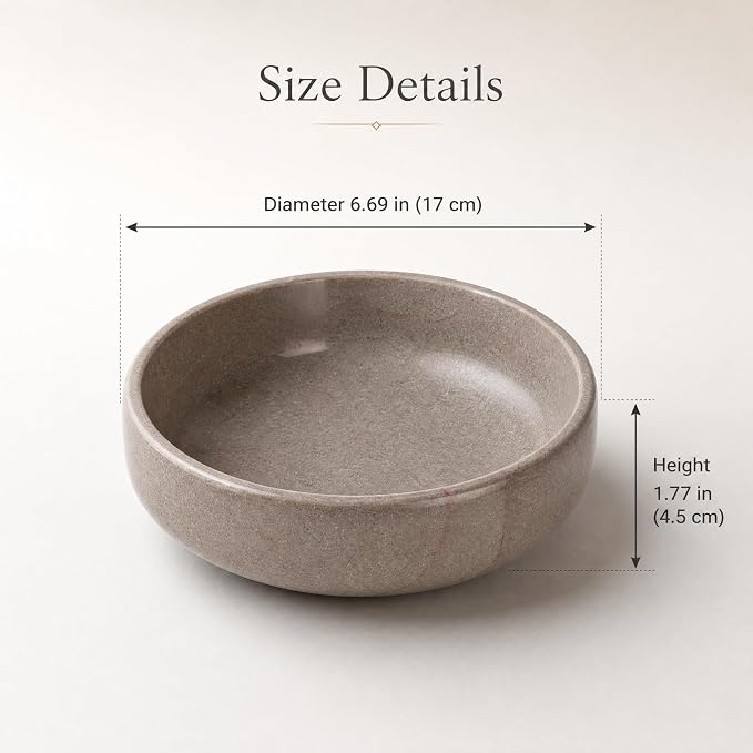 Natural Marble Decorative Bowl 17cm 4.5cm Height, Fruits Modern Home Decor - Image 2