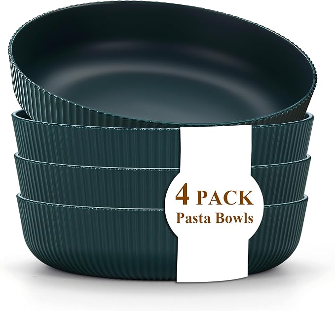 Kyraton Pasta Bowls Set of 4, 37oz Salad Bowls Soup Bowls Large Pasta Serving by Kyraton
