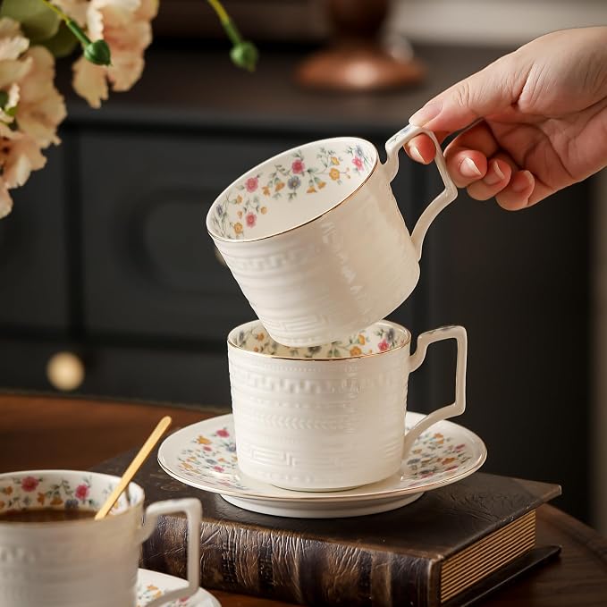 Country Roses Porcelain Tea Cup and Saucer Set - Image 5