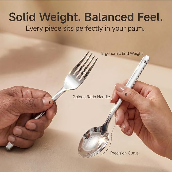 48-Piece Silverware Set with Steak Knives, Flatware Set - Image 4