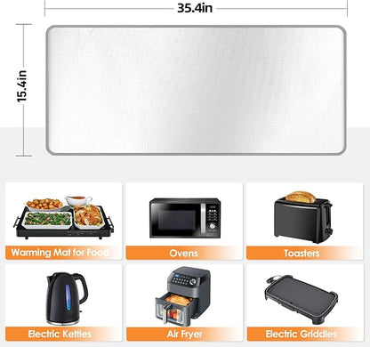 Heat Resistant Mat for Food Warming Mats 35.4×15.4 in, Heat Resistant Mats for Countertop Reflects 95% of Heat, Waterproof and Oilproof Hot Pad for Air Fryer, Coffee Maker, Oven