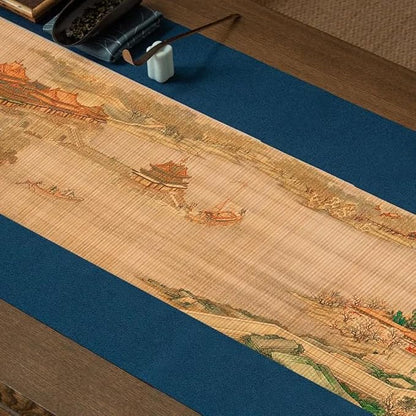 Asian Style Bamboo Table Runner, Ancient Chinese Paintings Zen Table Mat - Image 4