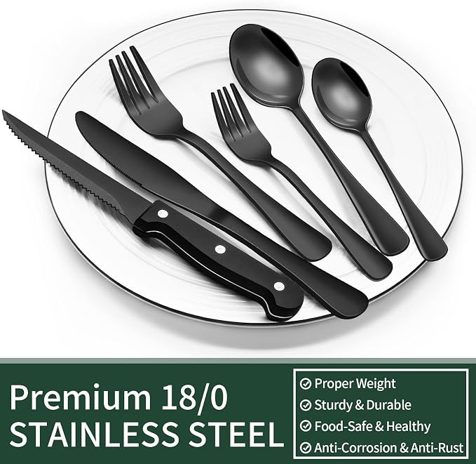 EWFEN 24-Piece Black Silverware Set - Image 5