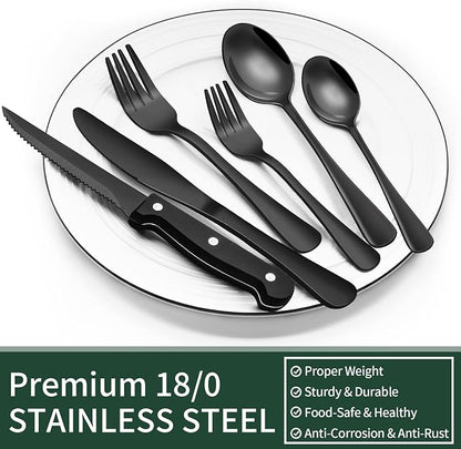 EWFEN 24-Piece Black Silverware Set - Image 5