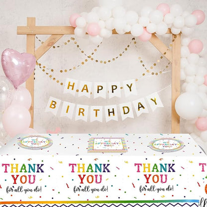 41Pcs We Appreciate You Decorations Rainbow Color Thank You Themed Tableware - Image 7