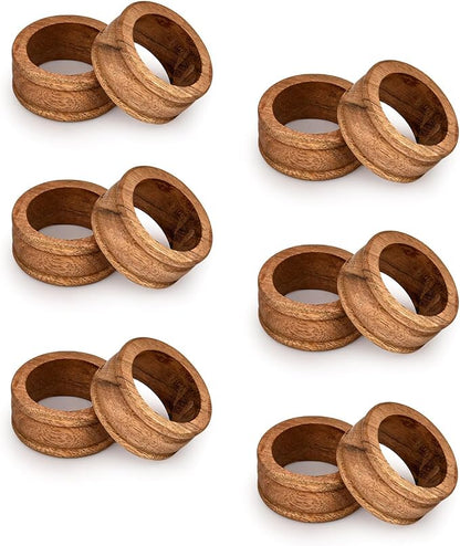 Napkin Rings Acacia Wood Set of 12 - Image 2