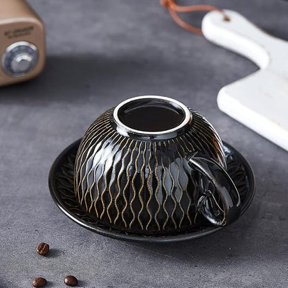 Coffeezone Vintage Design 12 oz Ceramic Latte Art Cappuccino Barista Cup - Image 4