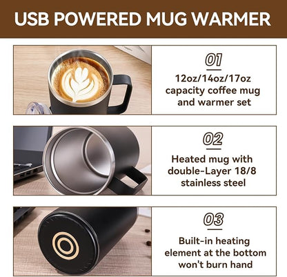Coffee Warmer Mug Set for Desk, Self Heating Coffee Cup - Image 7