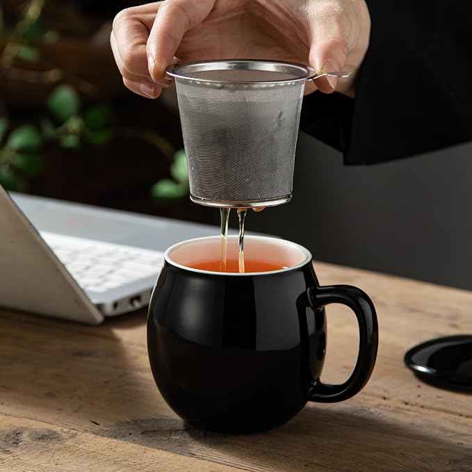 Yundu 12 OZ Brilliant Black Ceramics Teacup - Image 3