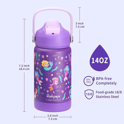 rockpapa 14 oz Kids Insulated Water Bottle，Stainless Steel Toddler Cups - Image 7