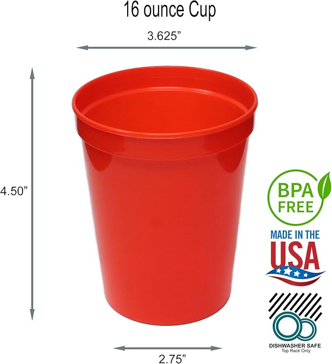 Rolling Sands 16 oz. Reusable Plastic Stadium Cups, 8 Pack, Made in USA - Image 3