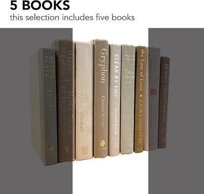 Real Books by Color® (Set of 5, Neutral) Decorative Bookshelf Home Decor Shelf Styling Photo Prop