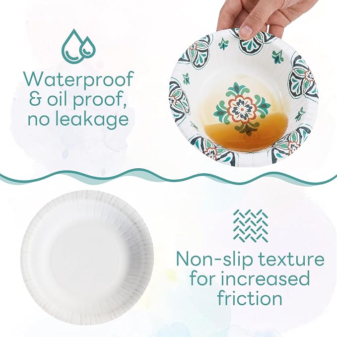 30 Count 8oz Paper Bowls, Small Paper Bowls, Microwaveable and Soak Proof | - Image 2