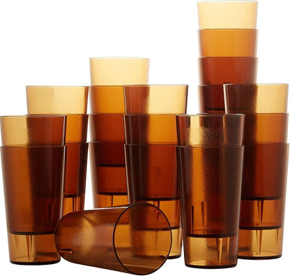 Restaurant Grade, BPA-Free 12oz Amber Plastic Cups 24pk. Super Durable by FoodRestaurantSupplies
