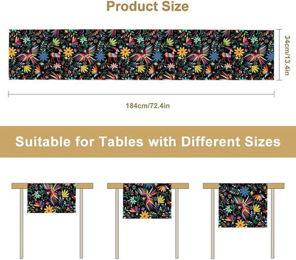 Mexican Fiesta Table Runner Abstract Pattern Cinco De Mayo Dia De Los Muertos - Image 3