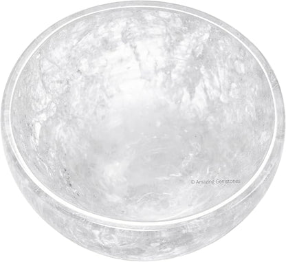 Clear Quartz Crystal Bowl - 2 Inch Decorative Bowls for Room and Home Decor - Gemstone Healing Crystals for Elegant Display, Positive Energy Balance and Gift