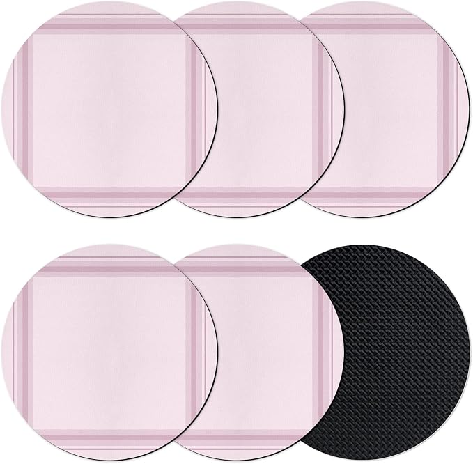 Pink Grid Coasters Set of 6 Absorbent Coasters by Unknown
