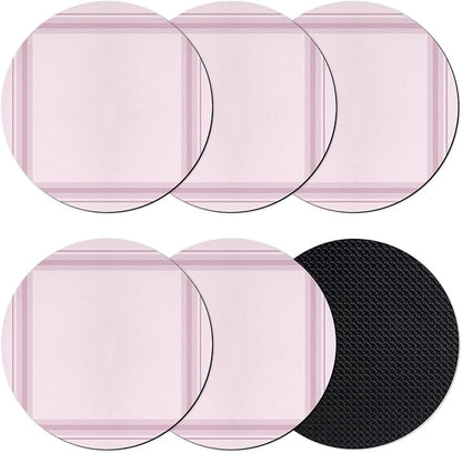 Pink Grid Coasters Set of 6 Absorbent Coasters by Unknown