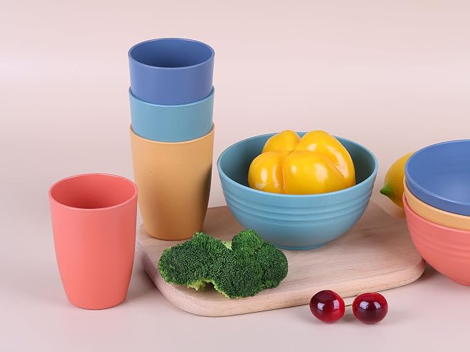 Wheat Straw Unbreakable Cup - 12 oz Reusable Drinking Glasses Sets - Image 5