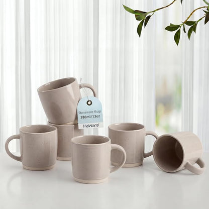 HaWare 13OZ Coffee Mugs Set of 6, Stoneware Coffee Cups, Ceramic Latte Mug by HaWare