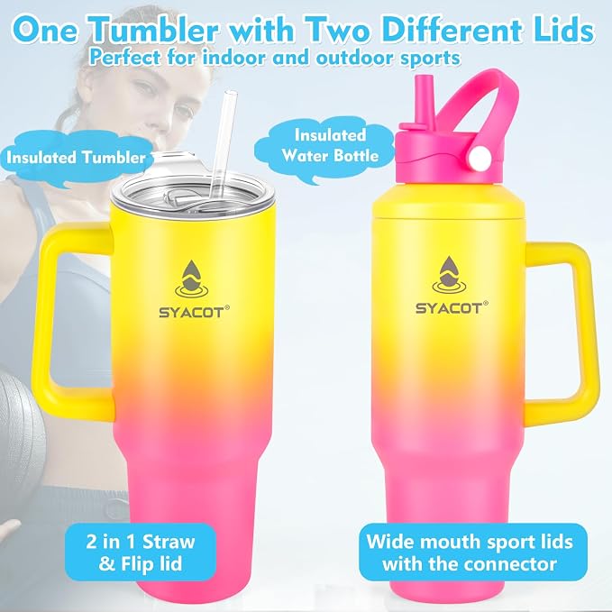 40 oz Tumbler with Handle and Straw or Convert to 40 oz Insulated Water Bottle - Image 2