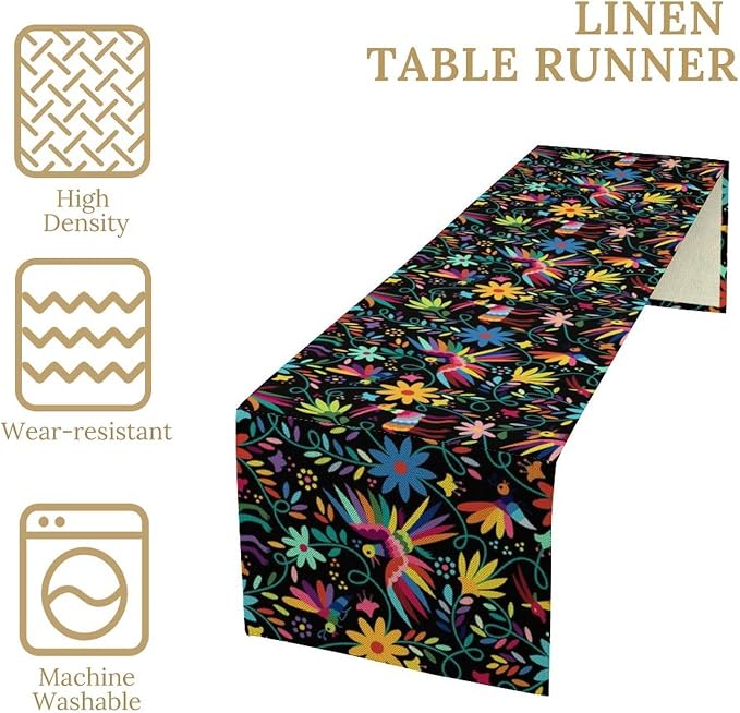 Mexican Fiesta Table Runner Abstract Pattern Cinco De Mayo Dia De Los Muertos - Image 6