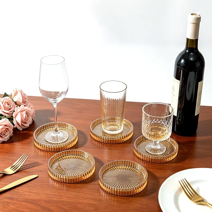 6 Pcs Modern Clear Coasters, Crystal Coaster, Glass Coasters | Amber Coasters - Image 6
