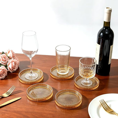 6 Pcs Modern Clear Coasters, Crystal Coaster, Glass Coasters | Amber Coasters - Image 6