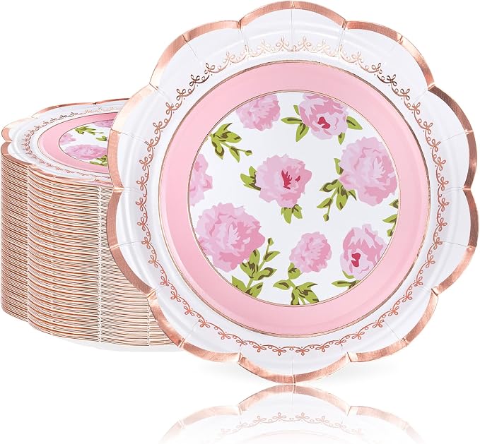 WRAPAHOLIC 25Pcs Floral Paper Plates - Image 3