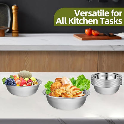 10 Pack 10.24 x 2.76 Inch Stainless Steel Mixing Bowls - Image 6