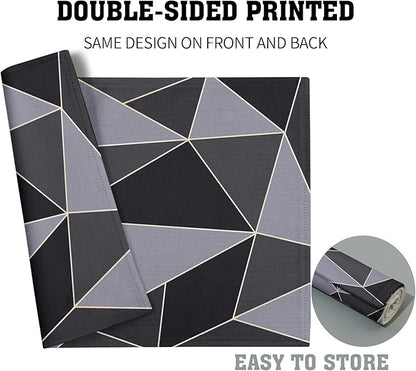 Black Table Mats Set of 4 - Mid Century Modern Placemats Gray Table Mats 12x18 for Party Kitchen Dining