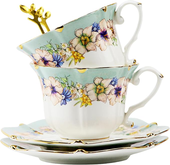 Country Roses Porcelain Tea Cup and Saucer Set - Image 4