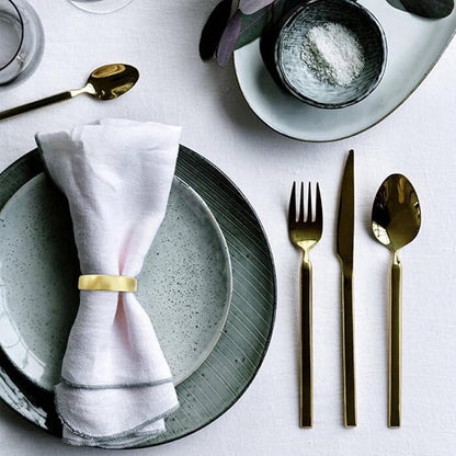 Matte Gold Napkin Rings Set of 8, Metallic Bronze Napkin Ring Holder Glossy - Image 2