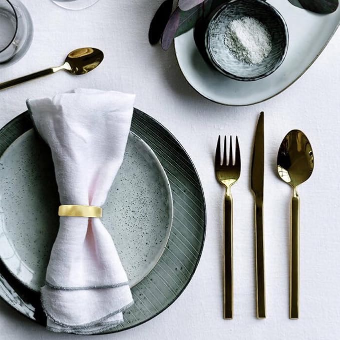 Stainless Steel Golden Napkin Rings Set of 12, Modernist Napkin Ring Holder - Image 2
