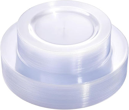 FLOWERCAT 60PCS Clear Plastic Plates by FLOWERCAT