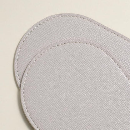 OLETHA Aesthetic Oval Drink Coasters, Ivory | Faux leather coasters - Image 3