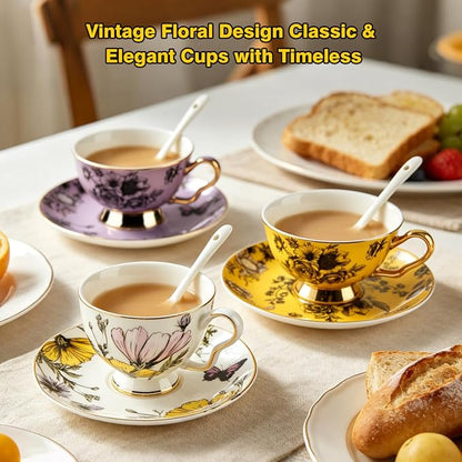 Elegant Floral Tea Cup and Saucer Set - Image 3