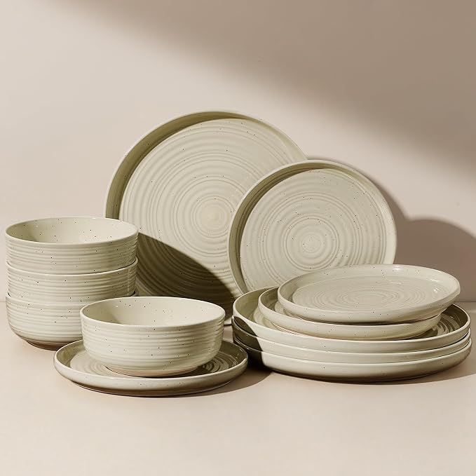 Stoneware Dinnerware Set for 4, Chip & Scratch Resistant Everyday Ceramics by FamiwarePremium