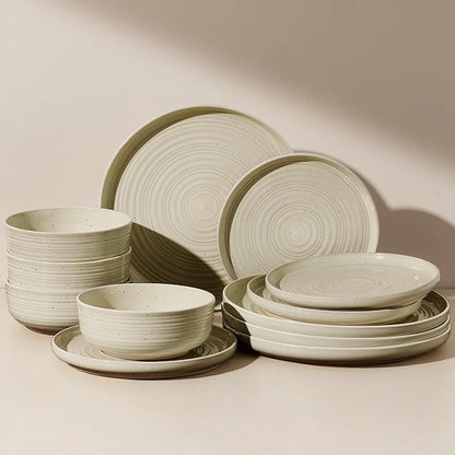 Stoneware Dinnerware Set for 4, Chip & Scratch Resistant Everyday Ceramics by FamiwarePremium