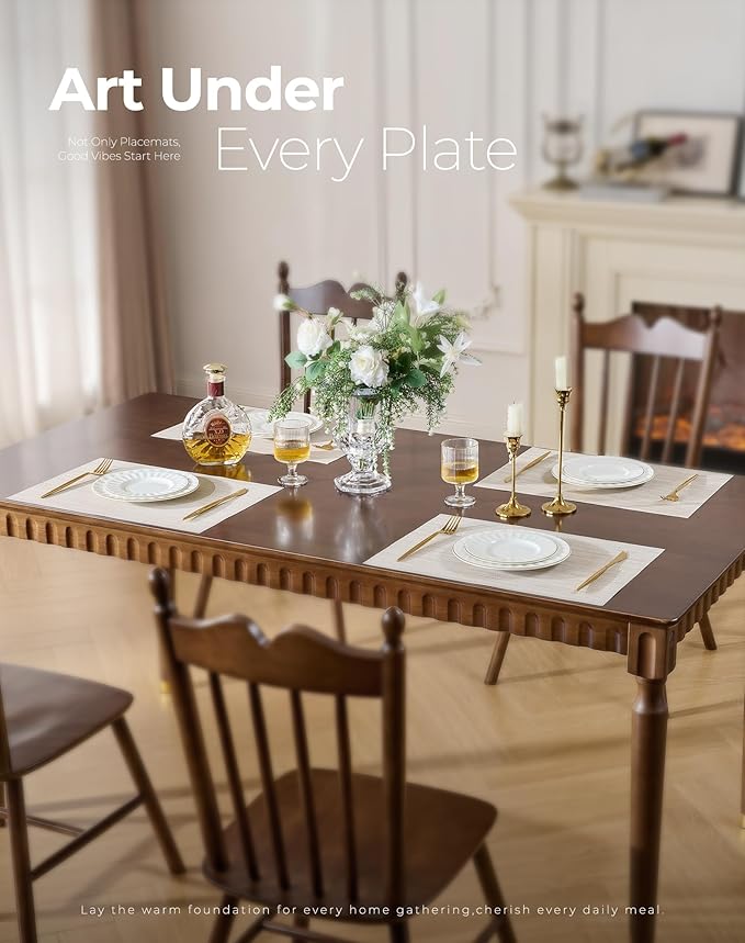 Leetaltree Beige White Placemats Set of 6 - Image 2