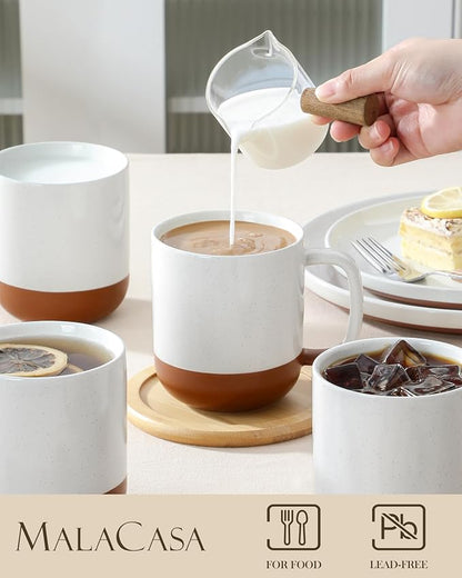 MALACASA Ceramic Coffee Mugs Set of 4, 16oz Coffee Cups, Modern Farmhouse Mugs - Image 3