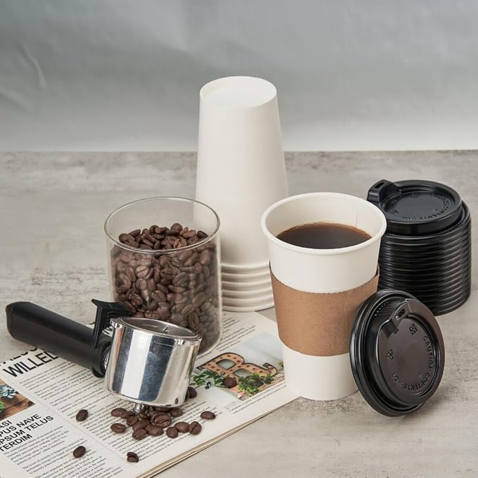 RACETOP 100 Pack Disposable Paper Coffee Cups - Image 3