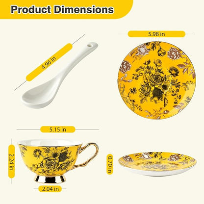 Elegant Floral Tea Cup and Saucer Set - Image 5