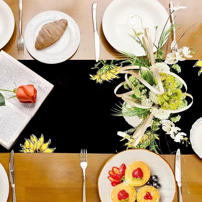 Summer Sunflower Hello Sunshine Table Runner Farmhouse Burlap Table Runners - Image 9