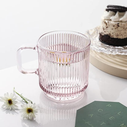 Lysenn Pink Glass Mug with Lid, Premium Glass Coffee Mug, 12 oz Tea Cup | - Image 2
