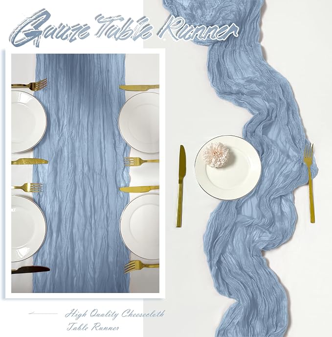 30 Pack Dusty Blue Cheesecloth Table Runner 17 x 108 inch Cheese Cloth Table - Image 6