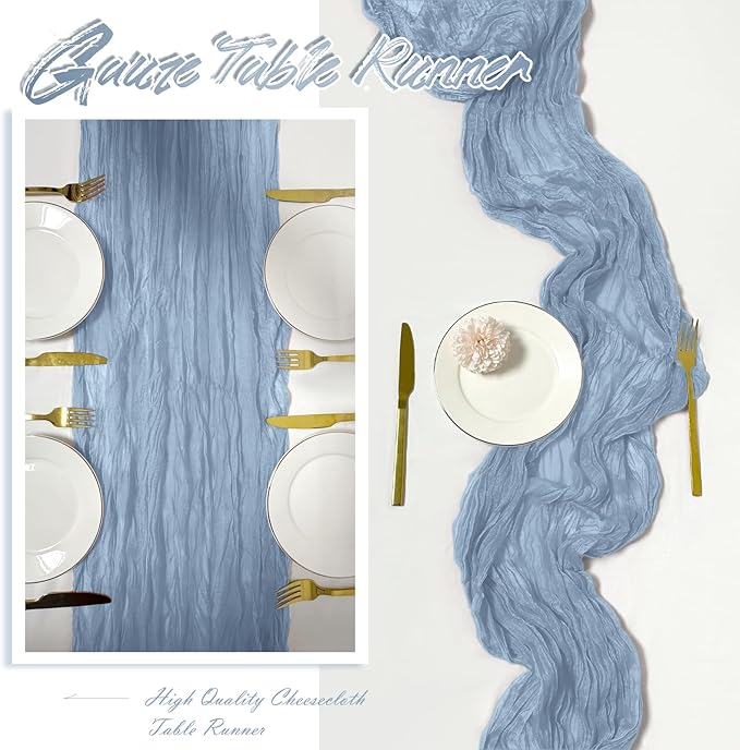 15 Pack Dusty Blue Cheesecloth Table Runner 17 x 108 inch Cheese Cloth Table - Image 6