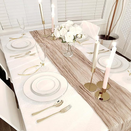 Nude Cheesecloth Table Runner 10ft Gauze Runner Boho Rustic Light Brown Cheese - Image 3