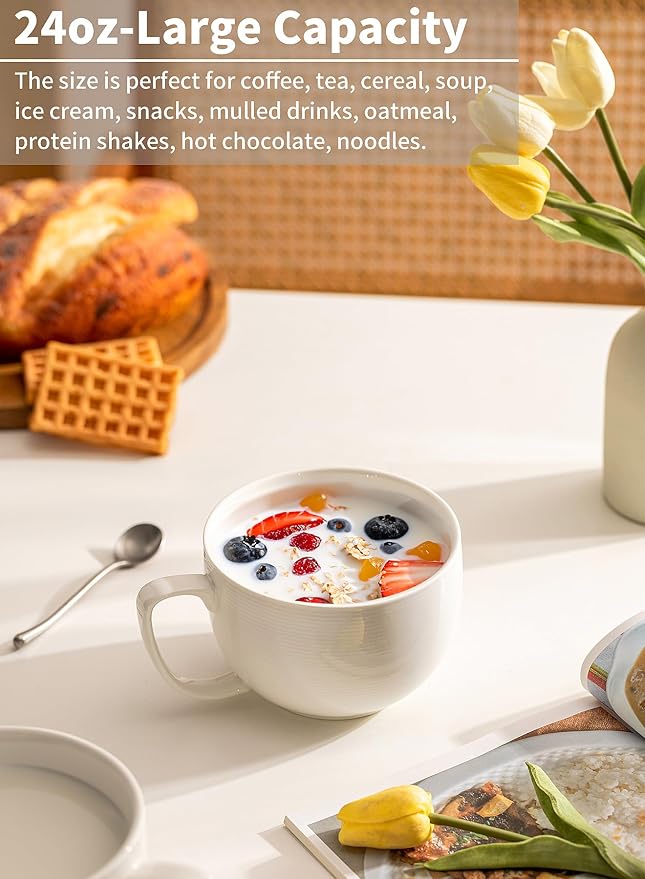 Teocera Soup Mugs with Handles, Large Soup Cups - Image 5